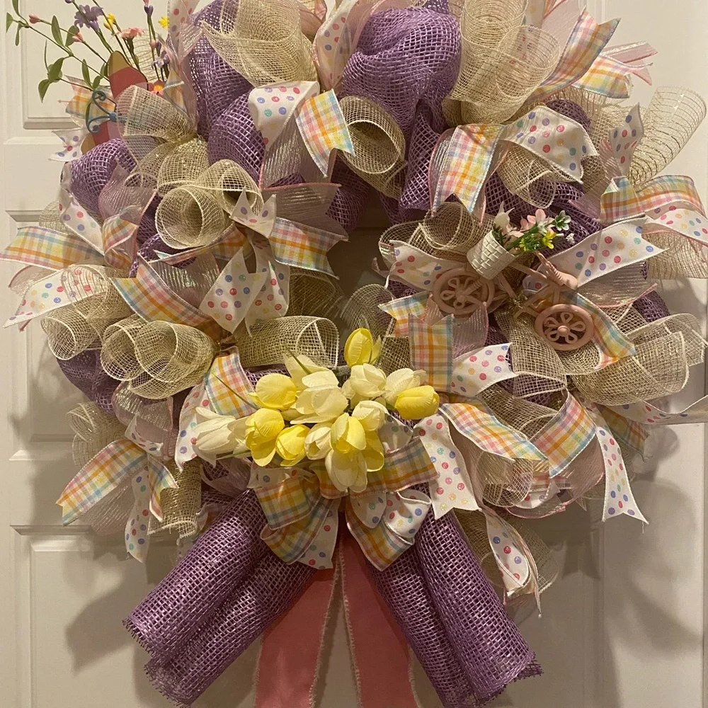 Springtime Purple and Yellow Wreath